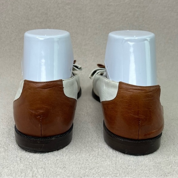 Vintage Bertie Leather Bow Flats Loafers-Cream/Brown-Women’s 7-Vtg-Retro-Classic - Picture 8 of 13
